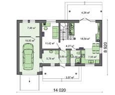 Дом с мансардой по типу 4M188 с гаражом на одну машину