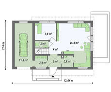 Проект загородного дома с мансардой по типу 4M190 с гаражом на одну машину