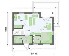 Каркасный вариант проекта 4M192 - компактного дома с мансардой