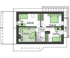 Проект маленького аккуратного загородного дома с мансардой