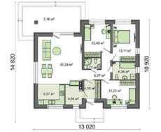 Проект измененного дома по типу 4M314 с увеличенной гостиной