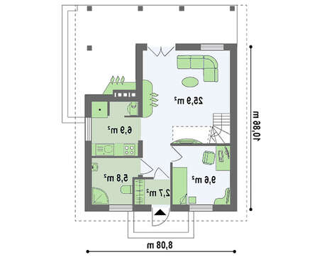 Проект элегантного коттеджа с мансардой и внешним камином по типу 4M362