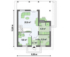 Проект элегантного коттеджа с мансардой и внешним камином по типу 4M362