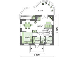 Проект коттеджа с печью-барбекю на террасе