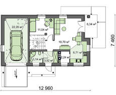 Вариант популярного домика для отдыха 4M480 с пристроенным гаражом