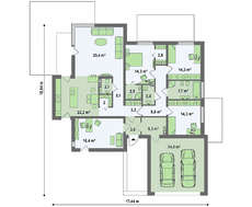 Проект 1-о этажного современного дома с гаражом