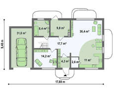 Проект двухэтажного коттеджа по типу 4M600 с гаражом
