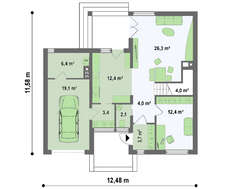 Проект небольшого двухэтажного коттеджа 4M628 в каркасном исполнении