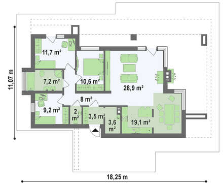 Шикарный одноэтажный дом с бассейном