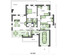 Стильный современный одноэтажный дом с террасой для отдыха