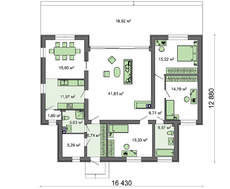 Одноэтажный дом в современном стиле с просторной гостиной