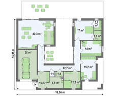 Шикарный одноэтажный дом с внутренним двориком в современном стиле
