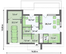 Проект дома с просторной большой мансардой в современном европейском стиле