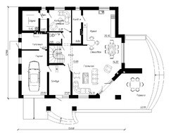Мансардный коттедж с гаражом на одну машину