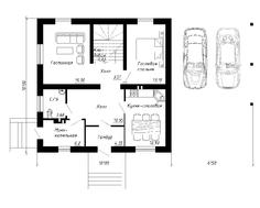 Проект для постройки загородного дома с навесом для 2-х авто
