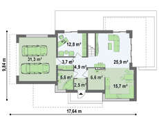 Проект двухэтажного просторного коттеджа с плоской крышей