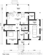 Проект двухэтажного коттеджа с оригинальной крышей и кирпичным фасадом