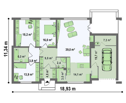 Небольшой одноэтажный особняк с плоской крышей