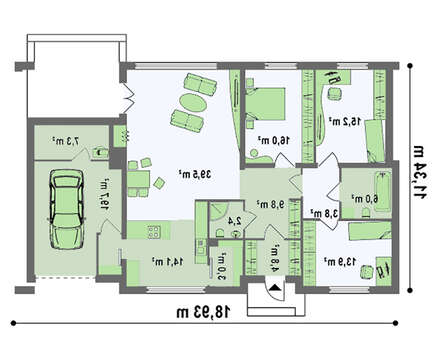 Небольшой одноэтажный особняк с плоской крышей