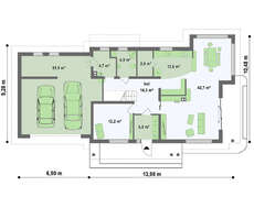 Двухэтажная загородная усадьба с гаражом и многоскатной кровлей