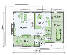 Стильный современный двухэтажный дом с плоской крышей с гаражом