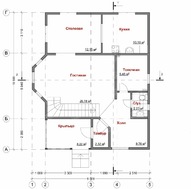 Проект удобного мансардного коттеджа оригинального цвета