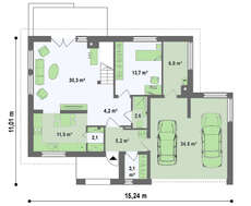 Проект двухэтажного коттеджа с удобной террасой над гаражом