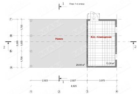 Проект хозяйственного помещения с навесом для 2х авто