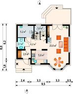 Мансардный коттедж с эркером 8м на 10м