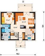 Красивый коттедж с коричневым межэтажным молдингом и наличниками