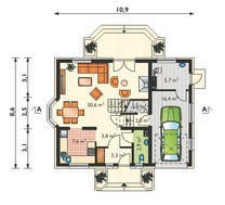 Проект загородной усадьбы с мансардой площадью до 150 m²
