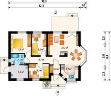 Архитектурный проект оригинальной загородной усадьбы с эркером и крыльцом