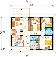 Одноэтажное строение на четыре комнаты