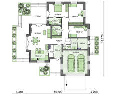 Красивый одноэтажник с гаражом на два автомобиля