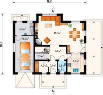 Современный коттедж на два этажа с колоннами
