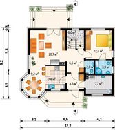 Проект 1,5-этажного коттеджа с угловым эркером