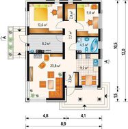 Маленький загородный дом с площадью 80 m²