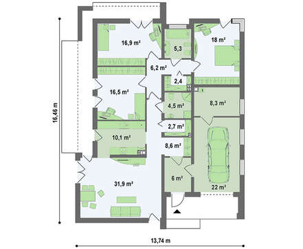 Проект одноэтажного дома в стиле кубизма