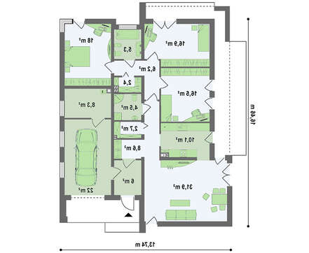 Проект одноэтажного дома в стиле кубизма