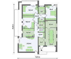 Проект одноэтажного дома в стиле кубизма