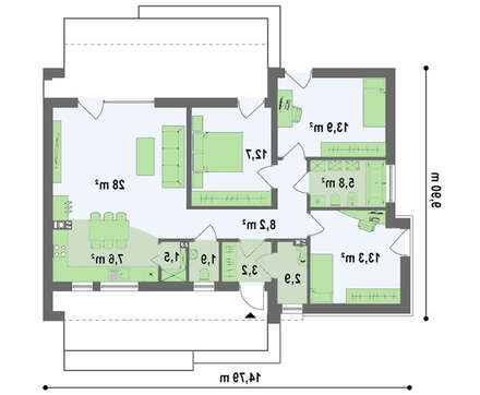 Небольшой загородный дом с плоской крышей в стиле бунгало
