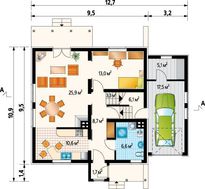 Архитектурный проект красивого коттеджа с двумя этажами и гаражом