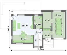 Двухэтажный дом с гаражом и террасой в стиле модерна