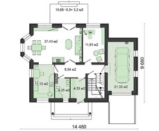 Проект стильного особняка с гаражом и балконом