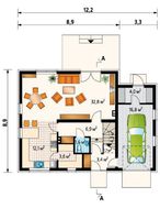 Проект красивого дома с большим балконом и мансардой