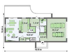 Современный дом с просторной террасой над гаражом