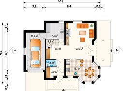 Архитектурный проект современного коттеджа с красивой и просторной гостиной