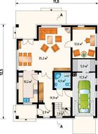Проект скромной загородной усадьбы с пятью большими комнатами