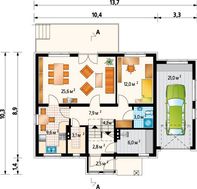 Стильный загородный коттедж с пятью удобными комнатами