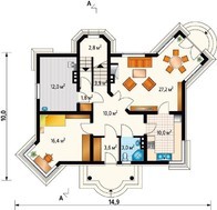 Оригинальный загородный коттедж с площадью 160 m² с эркерами и башнями